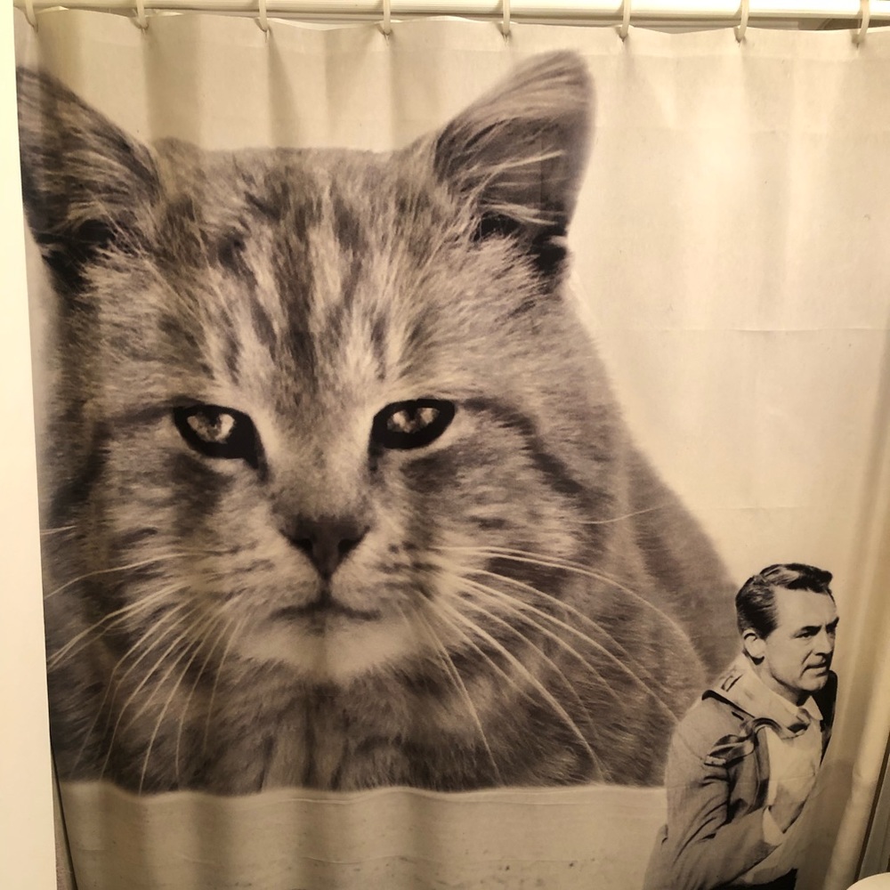 Vintage Black and White Cat Shower Curtain